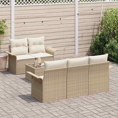Garten-Sofa-Set mit Kissen 6 pcs Beige, Creme 55 x 55 x 37 cm