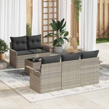 Garten-Sofa-Set mit Kissen 6 pcs Hellgrau 55 x 55 x 37 cm