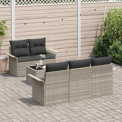 Garten-Sofa-Set mit Kissen 6 pcs Hellgrau 55 x 55 x 37 cm