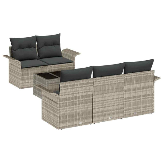 Garten-Sofa-Set mit Kissen 6 pcs Hellgrau 55 x 55 x 37 cm