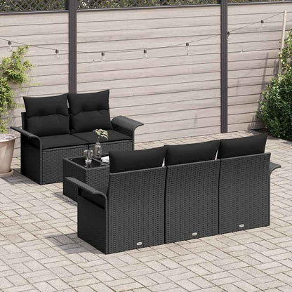 Garten-Sofa-Set mit Kissen 6 pcs Schwarz 55 x 55 x 37 cm
