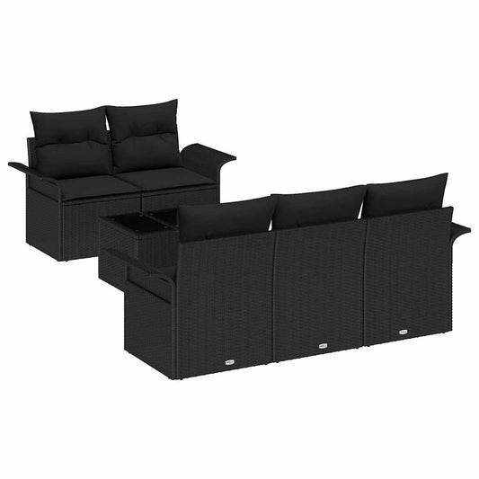 Garten-Sofa-Set mit Kissen 6 pcs Schwarz 55 x 55 x 37 cm