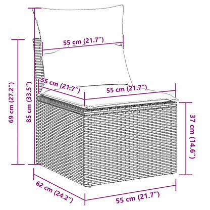 Garten-Sofa-Set mit Kissen 6 pcs Schwarz 55 x 55 x 37 cm