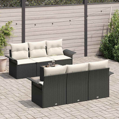 Garten-Sofa-Set mit Kissen 7 pcs Schwarz, Creme 55 x 55 x 37 cm
