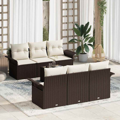 Garten-Sofa-Set mit Kissen 7 pcs Braun, Creme 55 x 55 x 37 cm