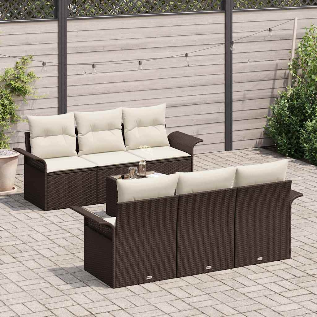 Garten-Sofa-Set mit Kissen 7 pcs Braun, Creme 55 x 55 x 37 cm