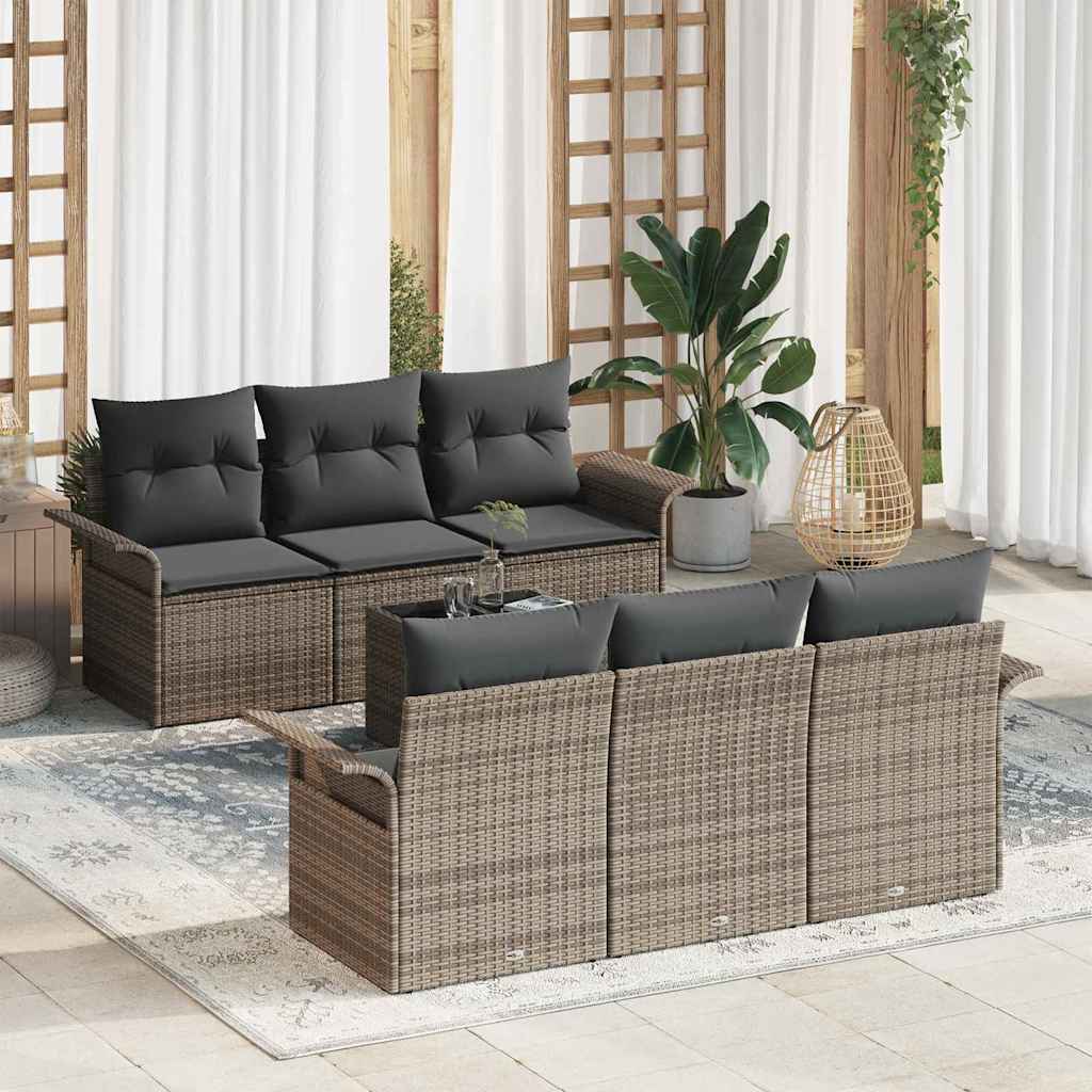 Garten-Sofa-Set mit Kissen 7 pcs Grau 55 x 55 x 37 cm
