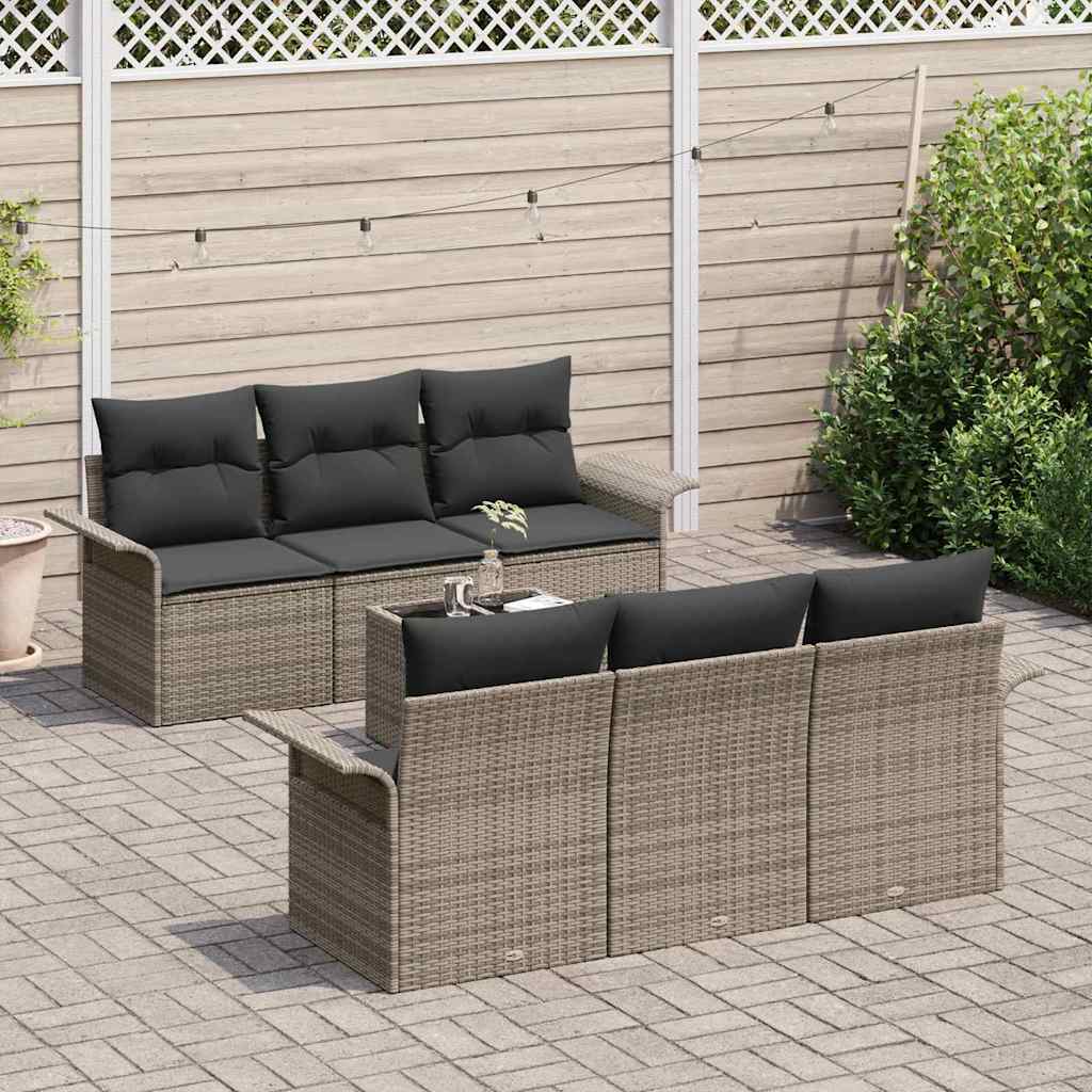Garten-Sofa-Set mit Kissen 7 pcs Grau 55 x 55 x 37 cm