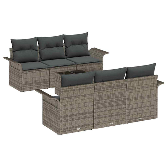 Garten-Sofa-Set mit Kissen 7 pcs Grau 55 x 55 x 37 cm