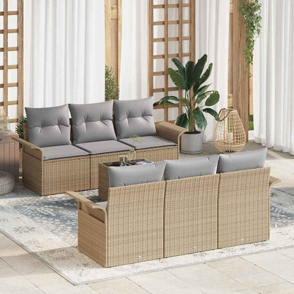 Garten-Sofa-Set mit Kissen 7 pcs Beige, Grau 55 x 55 x 37 cm
