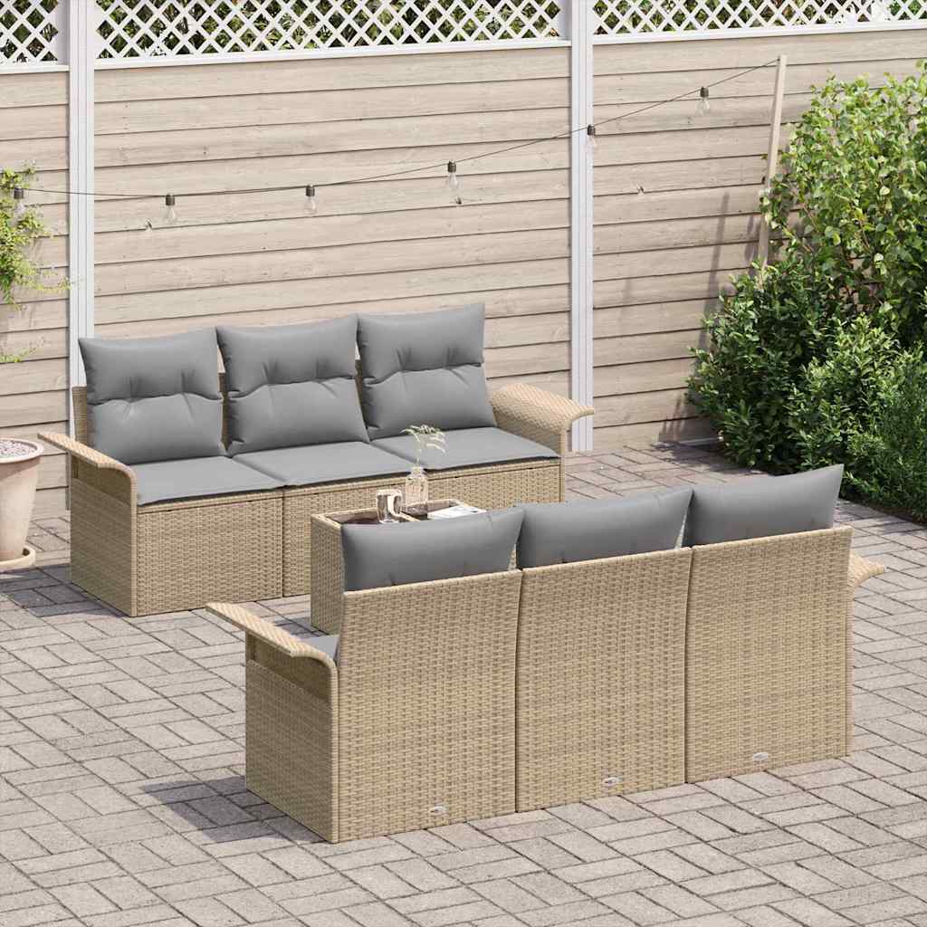 Garten-Sofa-Set mit Kissen 7 pcs Beige, Grau 55 x 55 x 37 cm
