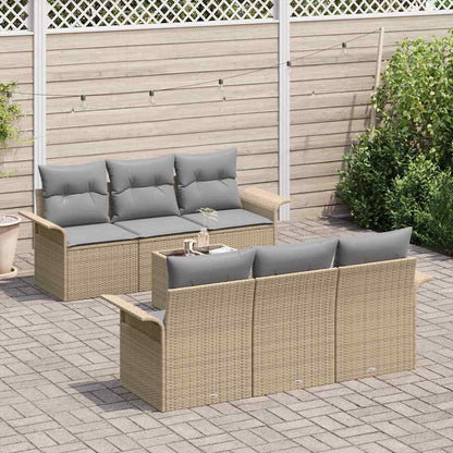 Garten-Sofa-Set mit Kissen 7 pcs Beige, Grau 55 x 55 x 37 cm