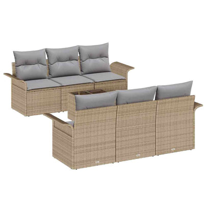 Garten-Sofa-Set mit Kissen 7 pcs Beige, Grau 55 x 55 x 37 cm
