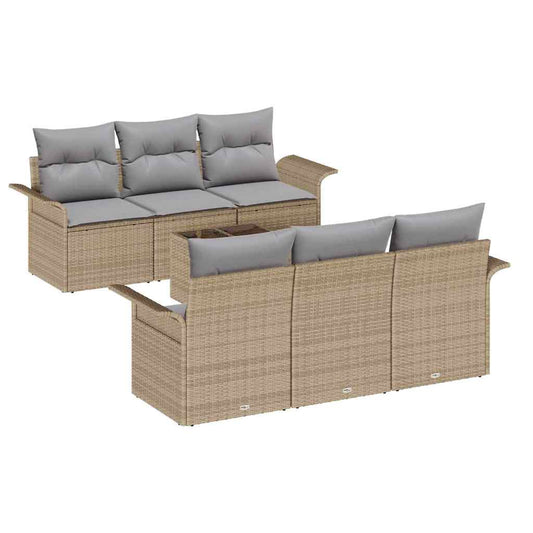 Garten-Sofa-Set mit Kissen 7 pcs Beige, Grau 55 x 55 x 37 cm