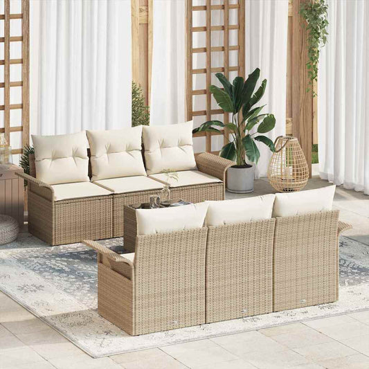 Garten-Sofa-Set mit Kissen 7 pcs Beige, Creme 55 x 55 x 37 cm
