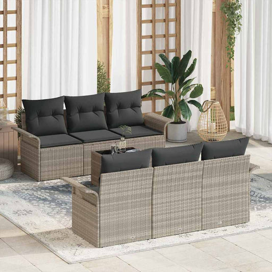 Garten-Sofa-Set 7 pcs Hellgrau, Dunkelgrau 55 x 55 x 37 cm