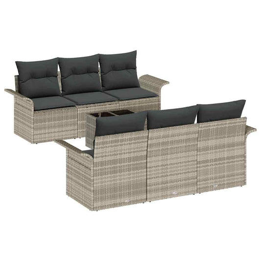 Garten-Sofa-Set 7 pcs Hellgrau, Dunkelgrau 55 x 55 x 37 cm