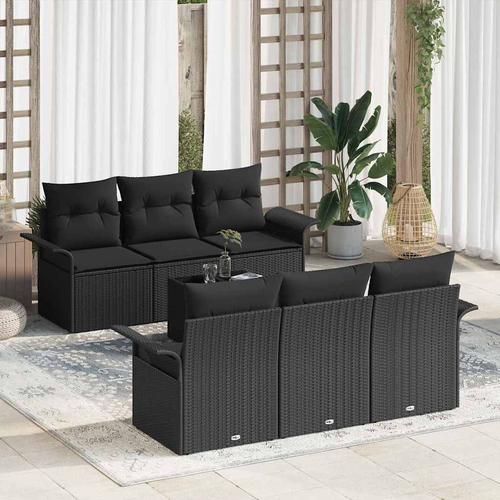 Garten-Sofa-Set mit Kissen 7 pcs Schwarz 55 x 55 x 37 cm