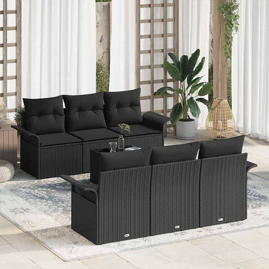 Garten-Sofa-Set mit Kissen 7 pcs Schwarz 55 x 55 x 37 cm