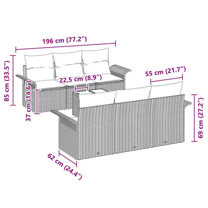 Garten-Sofa-Set mit Kissen 7 pcs Schwarz 55 x 55 x 37 cm