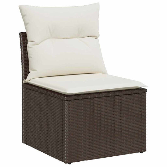 Garten-Sofa-Set mit Kissen 7 pcs Braun, Creme 55 x 55 x 37 cm