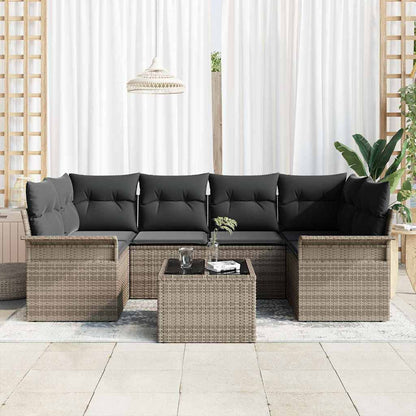 Garten-Sofa-Set mit Kissen Manuell 7 pcs Grau 55 x 55 x 37 cm