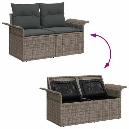 Garten-Sofa-Set mit Kissen Manuell 7 pcs Grau 55 x 55 x 37 cm