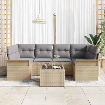 Garten-Sofa-Set mit Kissen 7 pcs Beige, Grau 55 x 55 x 37 cm