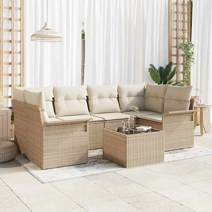 Garten-Sofa-Set mit Kissen 7 pcs Beige, Creme 55 x 55 x 37 cm