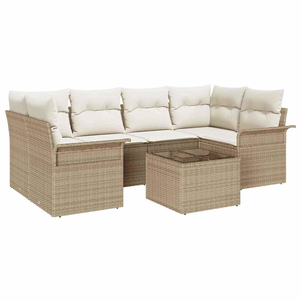 Garten-Sofa-Set mit Kissen 7 pcs Beige, Creme 55 x 55 x 37 cm