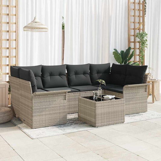 Garten-Sofa-Set 7 pcs Hellgrau, Dunkelgrau 55 x 55 x 37 cm
