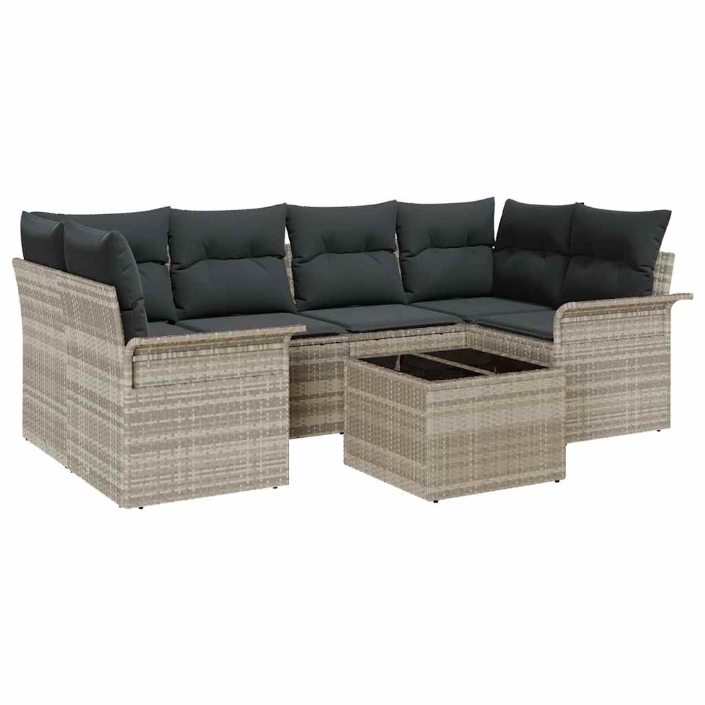 Garten-Sofa-Set 7 pcs Hellgrau, Dunkelgrau 55 x 55 x 37 cm