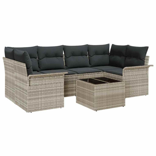 Garten-Sofa-Set 7 pcs Hellgrau, Dunkelgrau 55 x 55 x 37 cm