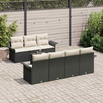 Garten-Sofa-Set mit Kissen 8 pcs Schwarz, Creme 55 x 55 x 37 cm