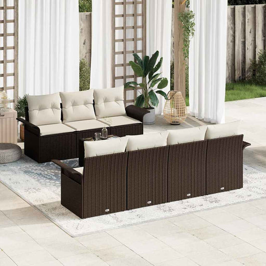 Garten-Sofa-Set mit Kissen 8 pcs Braun, Creme 55 x 55 x 37 cm