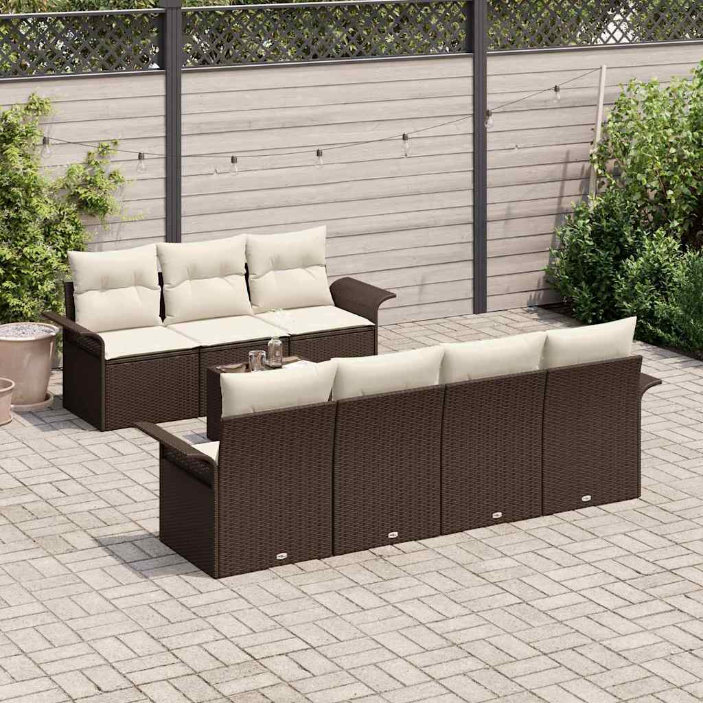 Garten-Sofa-Set mit Kissen 8 pcs Braun, Creme 55 x 55 x 37 cm