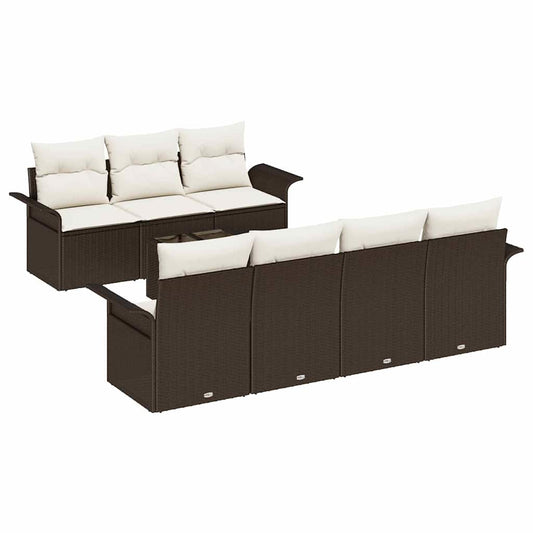 Garten-Sofa-Set mit Kissen 8 pcs Braun, Creme 55 x 55 x 37 cm