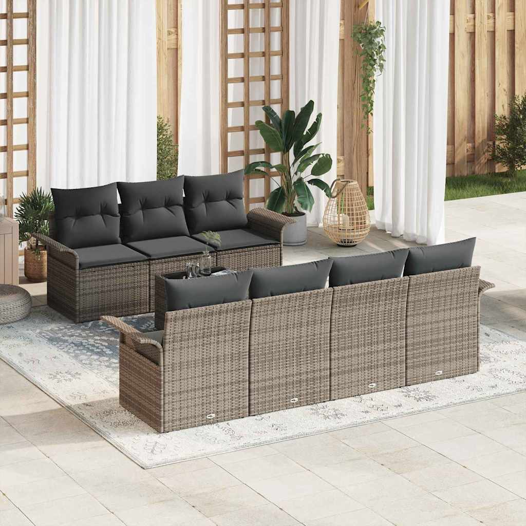 Garten-Sofa-Set mit Kissen 8 pcs Grau 55 x 55 x 37 cm