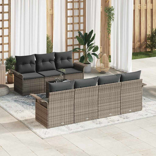 Garten-Sofa-Set mit Kissen 8 pcs Grau 55 x 55 x 37 cm
