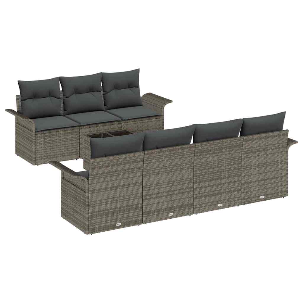 Garten-Sofa-Set mit Kissen 8 pcs Grau 55 x 55 x 37 cm
