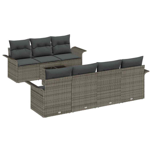 Garten-Sofa-Set mit Kissen 8 pcs Grau 55 x 55 x 37 cm