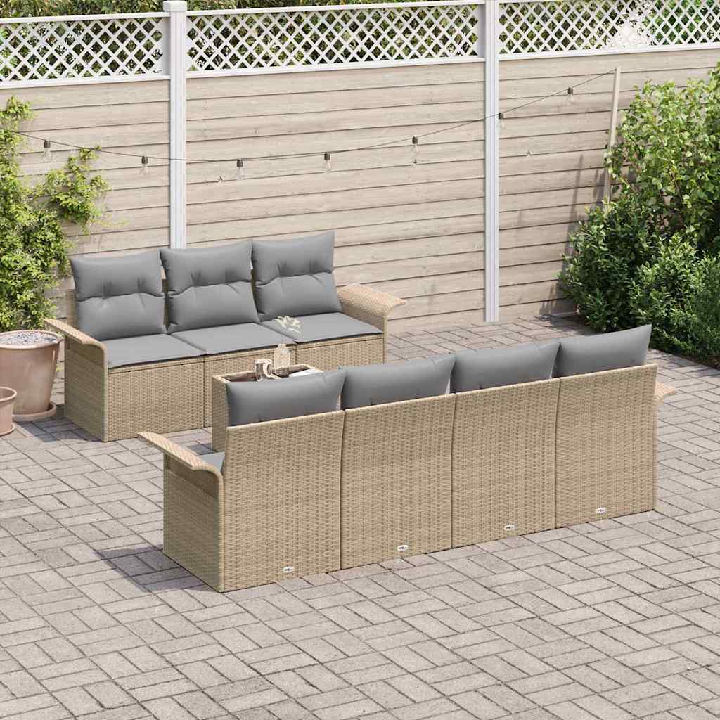 Garten-Sofa-Set mit Kissen 8 pcs Beige, Grau 55 x 55 x 37 cm