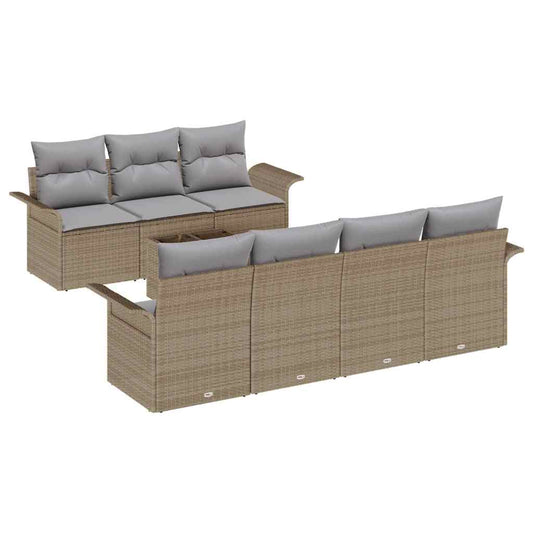 Garten-Sofa-Set mit Kissen 8 pcs Beige, Grau 55 x 55 x 37 cm