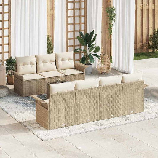 Garten-Sofa-Set mit Kissen 8 pcs Beige, Creme 55 x 55 x 37 cm