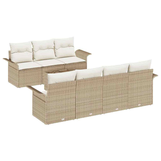 Garten-Sofa-Set mit Kissen 8 pcs Beige, Creme 55 x 55 x 37 cm