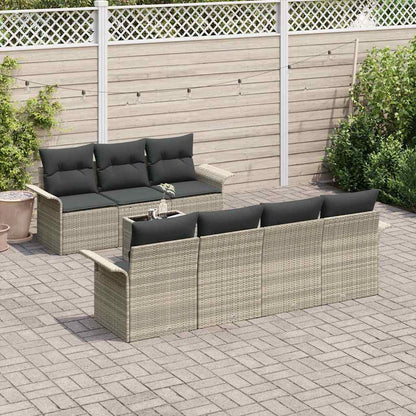 Garten-Sofa-Set 8 pcs Hellgrau mit dunkelgrauen Kissen