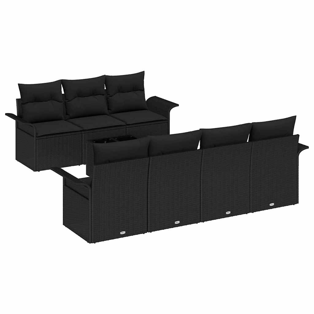 Garten-Sofa-Set mit Kissen 8 pcs Schwarz 55 x 55 x 37 cm