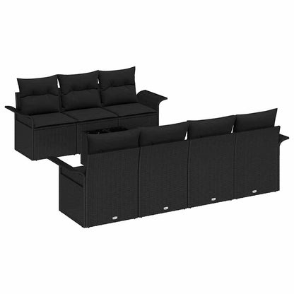 Garten-Sofa-Set mit Kissen 8 pcs Schwarz 55 x 55 x 37 cm