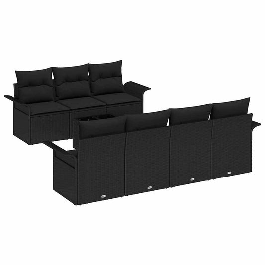 Garten-Sofa-Set mit Kissen 8 pcs Schwarz 55 x 55 x 37 cm