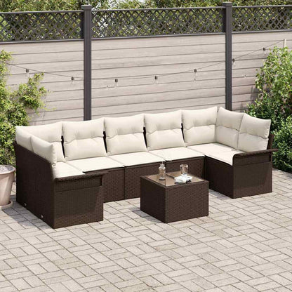 Garten-Sofa-Set mit Kissen 8 pcs Braun, Creme 55 x 55 x 37 cm